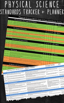Preview of Excel Spreadsheet Physical Science NGSS Standards Tracker Planning Tool
