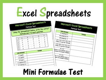 Preview of Microsoft Excel Spreadsheets - Mini Formulae Test