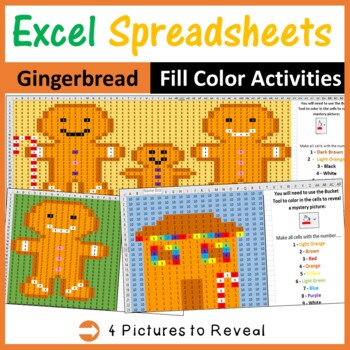 Preview of Christmas Gingerbread Pixel Art in Microsoft Excel Spreadsheets