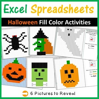 Preview of Excel Spreadsheets Pixel Art - Halloween and Fall Activities