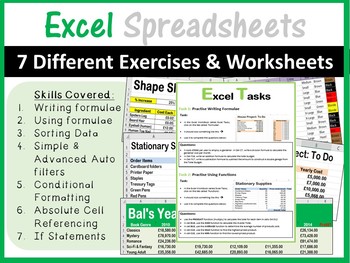 Preview of Microsoft Excel Spreadsheets Activities & Worksheets