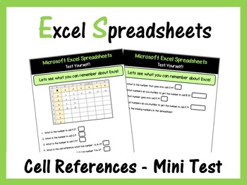 Preview of Microsoft Excel Spreadsheets - Cell References Mini Test