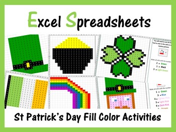 Preview of Excel Spreadsheets St Patricks Day Mystery Pictures Pixel Art - St Pattys Day