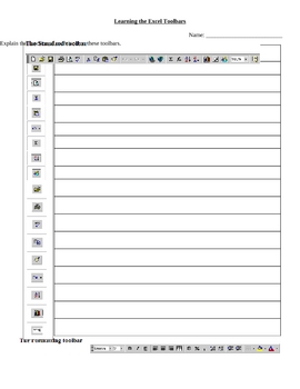Preview of Excel Toolbar learning activity