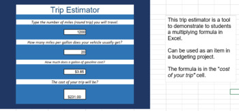Preview of Excel Trip Estimator Exercise