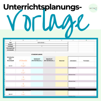 Preview of Excel Vorlage zur Unterrichtsplanung