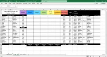Preview of Excel Weight Grade Book - Participation, Grade Total, Student Information