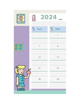 Preview of Excel sheet Time Table for 2024 New year 100% editable and FREE for KIDS xlsx