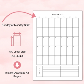 Editable calendar 2023, 2024, 2025, Excel template calendar, 2023 to 2025,