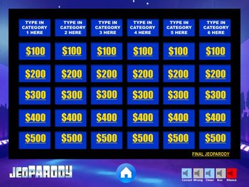 Preview of Excellent Quality Jeopardy PowerPoint Customizable Template - PC and Mac game