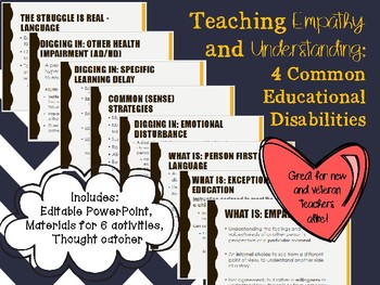 Preview of Exceptional Education PD - Empathy and Understanding: 4 Common Disabilities