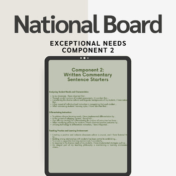 Preview of National Board Exceptional Needs: Component 2 Sentence Starters