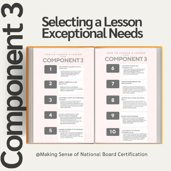 Preview of National Board Exceptional Needs: Component 3 Selecting a Lesson