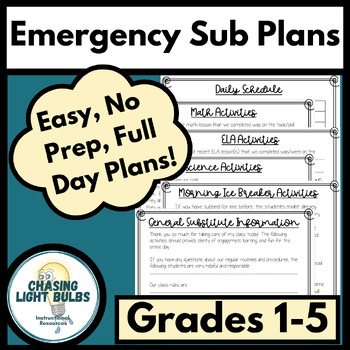 Preview of Exceptionally Easy Emergency Substitute Plans - NO PREP Sub Plans !