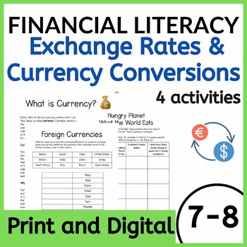 Preview of Exchange Rate & Currency Conversions  Grade 7 and 8 Financial Literacy