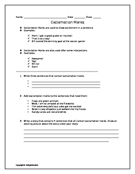 exclamation mark worksheets teaching resources tpt