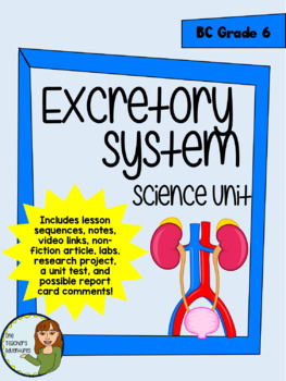 Preview of Excretory System Unit - BC Grade 6 Science