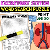 Excretory System Word Search Puzzle Human Body Systems Sci