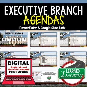 Preview of Executive Branch Agenda PowerPoint & Google Slides, Civics Agenda