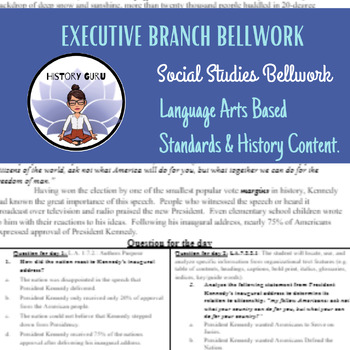 Preview of Executive Branch Bellwork/ Bellringer/ Close Reading {History Guru}