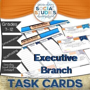 Preview of Executive Branch Differentiated Task Cards and Notes | Branches of Government