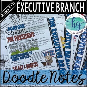 Preview of The President & the Executive Branch Doodle Notes and Digital Guided Notes