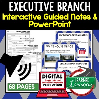 Preview of Executive Branch Guided Notes and PowerPoints, Google & Print, Videos