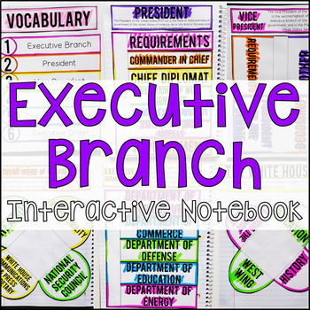 Preview of Executive Branch Interactive Notebook Graphic Organizers US Government