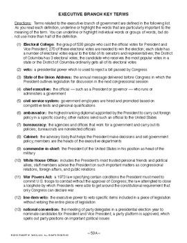 Executive Branch Key Terms American Government Lesson 59 Of 105 Activity Quiz