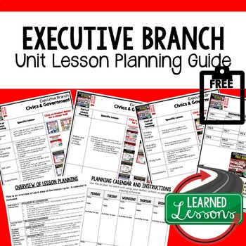 Preview of Executive Branch Lesson Plan Guide Civics Government Back To School