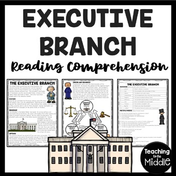 Preview of United States Government Executive Branch Reading Comprehension Worksheet