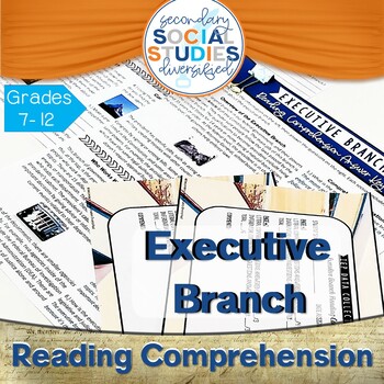 Preview of Executive Branch Reading Comprehension Passages and Questions | Branches of Gov