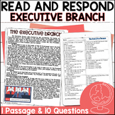 Executive Branch Reading Passage Comprehension Questions -