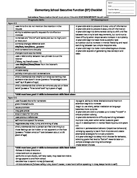 Preview of Executive Function (EF) Checklist