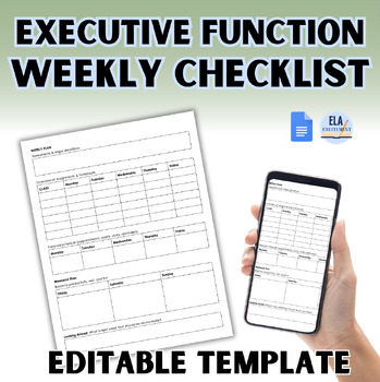 Preview of Executive Function Resource Week at a Glance Worksheet