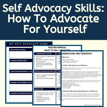Preview of Executive Function Skills Activity Lesson: How To Self Advocate