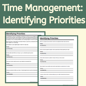 Preview of Executive Function Skills Activity: Planning and Prioritizing