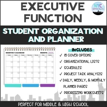 Preview of Executive Function: Student Organization and Planner for Middle and High School
