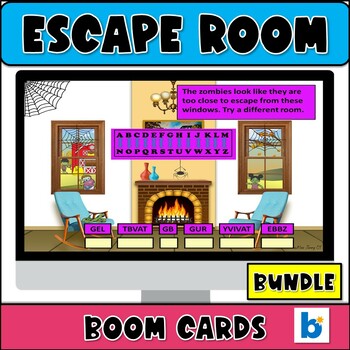 Preview of Middle School Executive Functioning Activities Escape Room Boom Cards BUNDLE