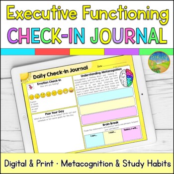 Preview of Executive Functioning Check-In Journal for Metacognition & Study Habits