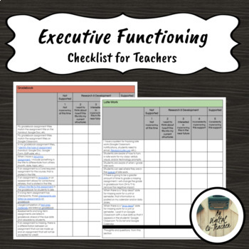 Preview of Executive Functioning Checklist for Teacher Technology Practices