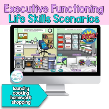 Preview of Executive Functioning IADLs Life Skills Scenarios for Teletherapy: BOOM Cards