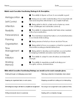 Preview of Executive Functioning Quiz