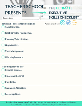 Preview of Executive Functioning Skills Checklist