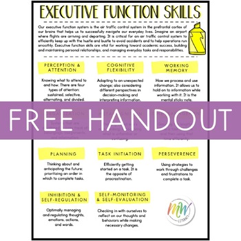 Preview of Executive Function Skills Handout
