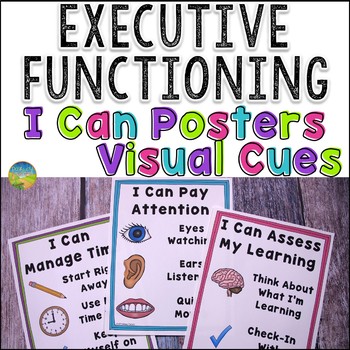 Preview of Executive Functioning Skills Posters with Visual Cues for Classroom Decor