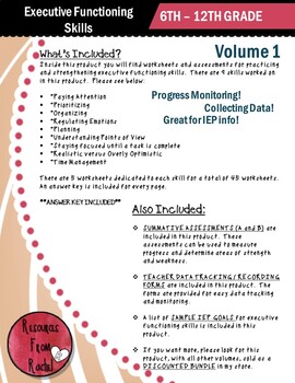 Executive Functioning Skills - Volume 1 - Worksheets and ...