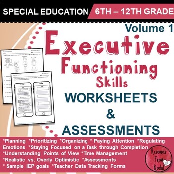 Preview of Executive Functioning Skills - Volume 1 - Worksheets and Assessments