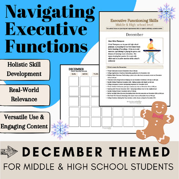 Preview of Executive Functioning Skills - plan & organize a calendar -December themed