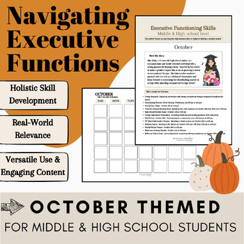 Preview of Executive Functioning Skills - plan & organize a calendar - October themed
